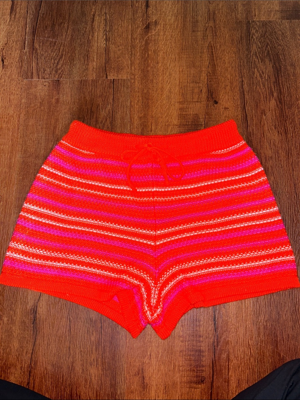 Madden NYC Orange and Pink Crochet Drawstring Shorts - Women’s Medium - Picture 2 of 4